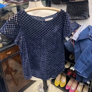 Ann Taylor Loft Navy Blue Textured Blouse - Sz S
